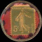 Timbre-monnaie The Sport - Type 2 (Breveté s.g.d.g.) - 5 centimes vert sur fond rouge - revers