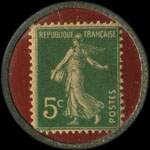 Timbre-monnaie Tubecuir - 8, rue Drouot - Paris - 5 centimes vert sur fond rouge - revers
