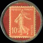 Timbre-monnaie Tubecuir - 8, rue Drouot - Paris - 10 centimes rouge sur fond rouge - revers