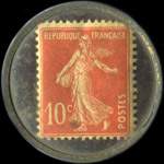Timbre-monnaie Vasseur, Martin & Cie - 10 centimes rouge sur fond bleu-nuit - revers