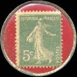 Timbre-monnaie Verdon grande liqueur - 5 centimes vert sur fond rouge - revers