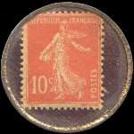 Timbre-monnaie Verdon grande liqueur - 10 centimes rouge sur fond bleu-noir - revers