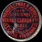Timbre-monnaie Verney-Carron - 5 centimes vert sur fond rouge - avers