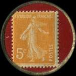 Timbre-monnaie Verney-Carron - 5 centimes orange sur fond rouge - revers