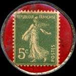 Timbre-monnaie Verney-Carron - 5 centimes vert sur fond rouge - revers