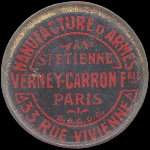 Timbre-monnaie Verney-Carron - 10 centimes rouge sur fond bleu-noir - avers
