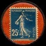 Timbre-monnaie Verney-Carron - 25 centimes bleu sur fond orangé - revers