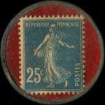 Timbre-monnaie Verney-Carron - 25 centimes bleu sur fond rouge - revers