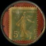 Timbre-monnaie Vianne-Lazare Pouss-Café - 5 centimes vert sur fond rouge - revers