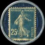 Timbre-monnaie Chemiserie - A la Ville de Paris - Troyes - 25 centimes bleu sur fond bleu - revers