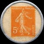 Timbre-monnaie Chemiserie - A la Ville de Paris - Troyes - 5 centimes orange sur fond blanc - revers