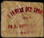 Timbre-monnaie A la Ville des Ternes - 15 centimes vert ligné sous pochette - avers
