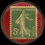 Timbre-monnaie A la Ville du Puy - 5 centimes vert sur fond rouge - revers