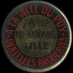 Timbre-monnaie A la Ville du Puy - 10 centimes rouge sur fond bleu-nuit - avers