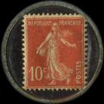 Timbre-monnaie A la Ville du Puy - 10 centimes rouge sur fond bleu-nuit - revers