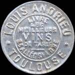 Timbre-monnaie Vins Louis Andrieu - 5 centimes vert sur fond rose - avers