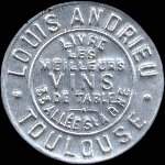 Timbre-monnaie Vins Louis Andrieu - 5 centimes vert sur fond jaune - avers