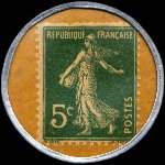 Timbre-monnaie Vins Louis Andrieu - 5 centimes vert sur fond jaune - revers