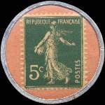 Timbre-monnaie Vins Louis Andrieu - 5 centimes vert sur fond rose - revers