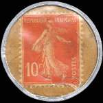 Timbre-monnaie Vins Louis Andrieu - 10 centimes rouge sur fond jaune - revers