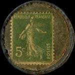 Timbre-monnaie Vins Colombant - 5 centimes vert sur fond dor� - revers