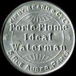 Timbre-monnaie Porte-plume Idéal Waterman - 5 centimes vert sur fond orangé - avers