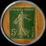 Timbre-monnaie Porte-plume Idéal Waterman - 5 centimes vert sur fond orangé - revers