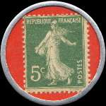 Timbre-monnaie Porte-plume Idéal Waterman - 5 centimes vert sur fond rouge - revers