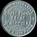 Timbre-monnaie Porte-plume Idéal Waterman - 25 centimes bleu sur fond blanc - avers