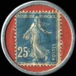 Timbre-monnaie Porte-plume Idéal Waterman - 25 centimes bleu sur fond rouge - revers