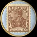 Timbre de 5 pfennig brun sur fond bleu