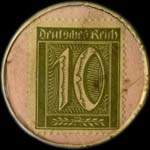 Timbre de 10 pfennig olive sur fond rose
