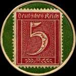 Timbre de 5 pfennig bordeaux sur fond vert