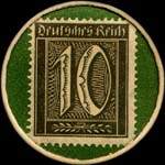 Timbre de 10 pfennig olive sur fond vert