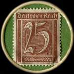 Timbre de 25 pfennig marron sur fond vert