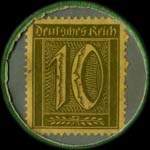 Timbre de 10 pfennig olive sur fond gris
