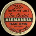 Timbre-monnaie Hotel Alemannia � Bad Ems - 10 pfennig olive sur fond vert - avers