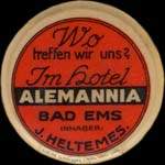 Timbre-monnaie Hotel Alemannia à Bad Ems - 50 pfennig violet sur fond bleu-vert - avers