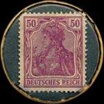 Timbre de 50 pfennig violet sur fond bleu-vert
