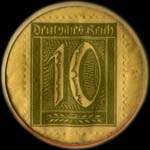 Timbre de 10 pfennig olive sur fond jaune