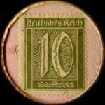 Timbre de 10 pfennig olive sur fond rose