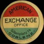 Timbre-monnaie American Exchange Office � Coblenz - 5 pfennig bordeaux sur fond vert - avers