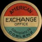 Timbre-monnaie American Exchange Office à Coblenz - 20 pfennig vert sur fond vert - avers