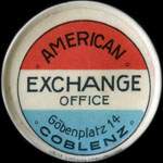 Timbre-monnaie American Exchange Office � Coblenz - 20 pfennig vert sur fond rouge - avers