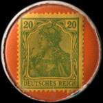 Timbre de 20 pfennig vert sur fond rouge