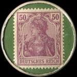 Timbre de 50 pfennig violet sur fond vert