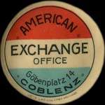 Timbre-monnaie American Exchange Office � Coblenz - 5 pfennig brun sur fond rouge - avers
