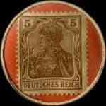 Timbre-monnaie American Exchange Office à Coblenz - 5 pfennig brun sur fond rouge - revers