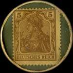 Timbre de 5 pfennig brun sur fond vert