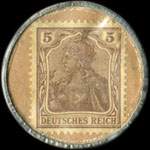 Timbre de 5 pfennig brun sur fond jaune-orang�